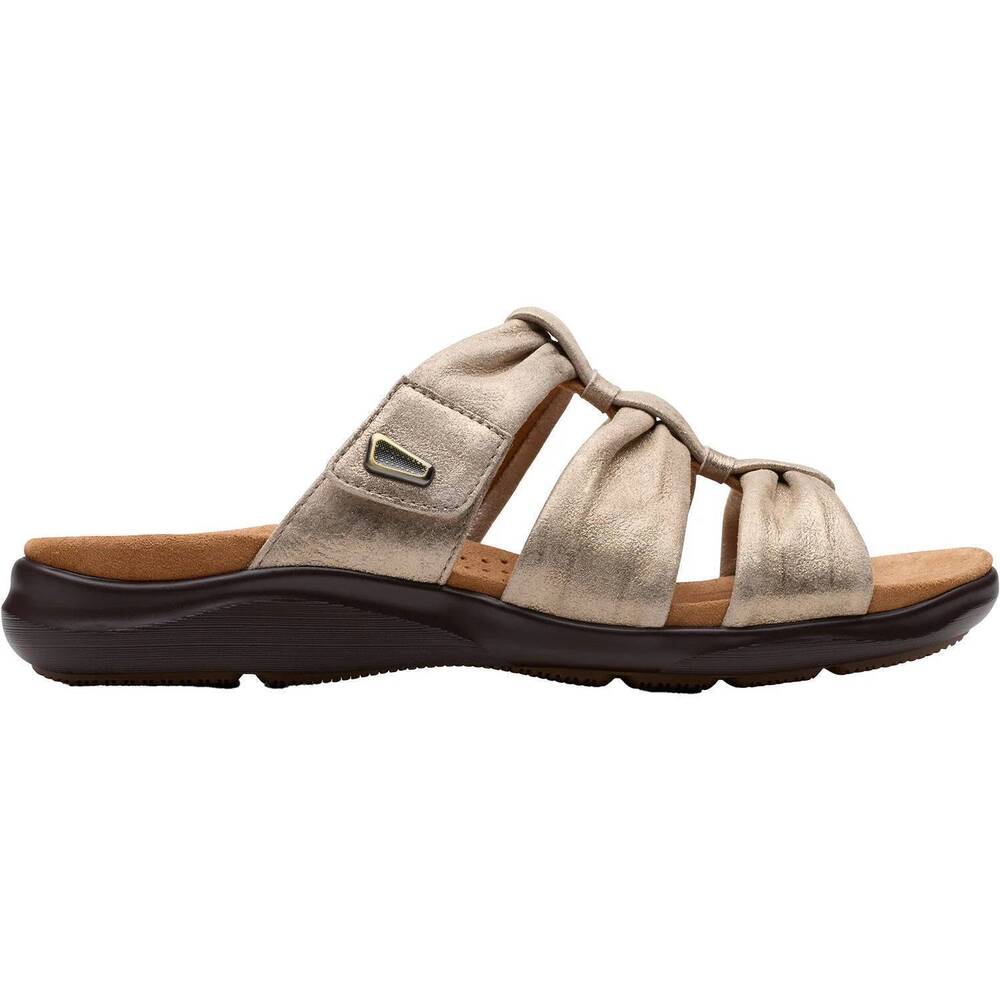 NEW CLARKS women's kitly slide sandal in metallic leather
